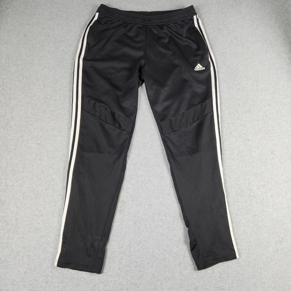 Adidas Track Pants Women Large Black Climalite 3-Stripes Athletic Fit Ankle Zip
